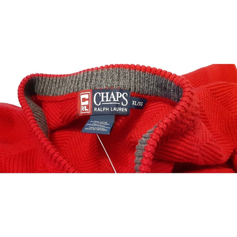 Vintage Chaps Ralph‎ Lauren Mens XL Red Pullover Sweater Crew Neck Cotton… - Picture 4 of 7